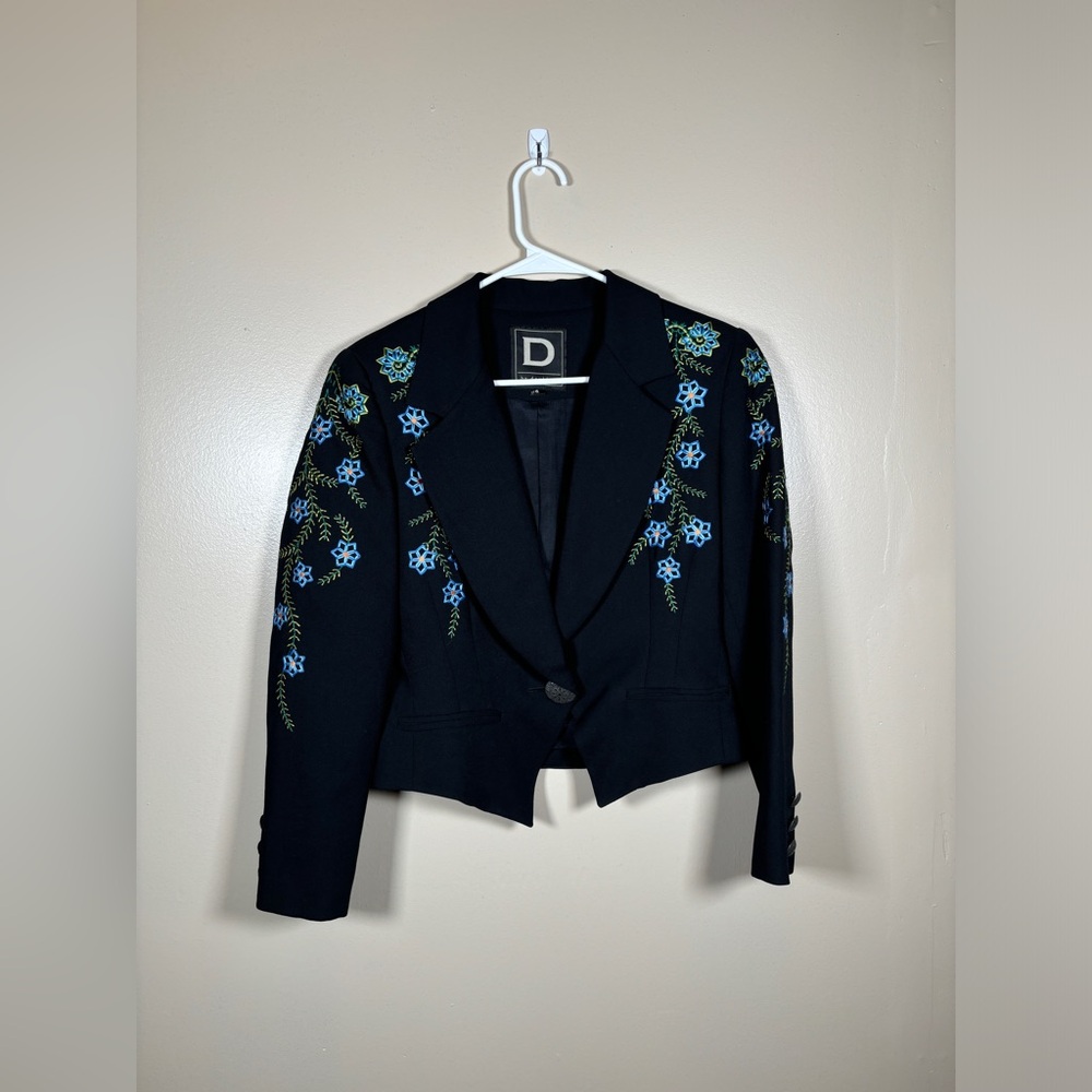 Double D Ranch Black Jacket with Blue Floral Embroidery